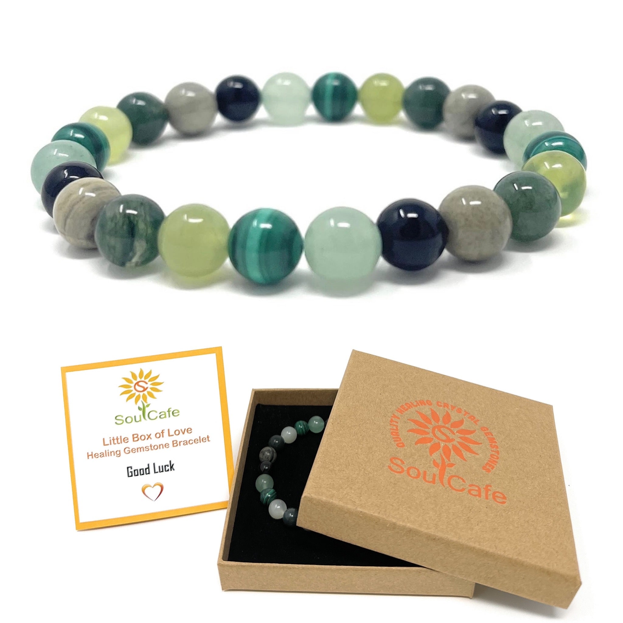 Good Luck Crystal Gemstone Stretch Bead Bracelet - Soul Cafe Gift