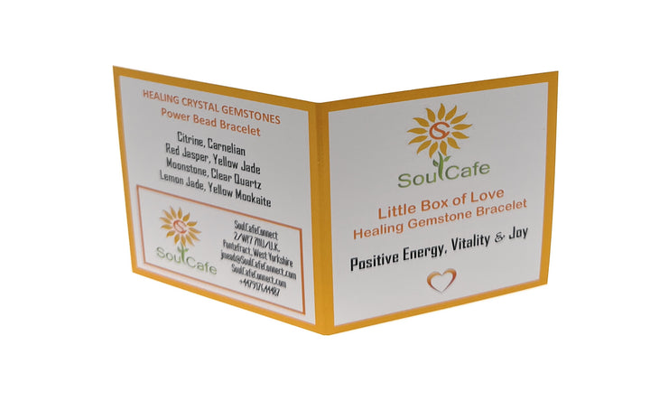 Positive Energy Crystal Gemstone Bead Bracelet - SoulCafe Gift Box and Tag - Vitality Bracelet - Joy Crystals - XS/S/M/L/XL