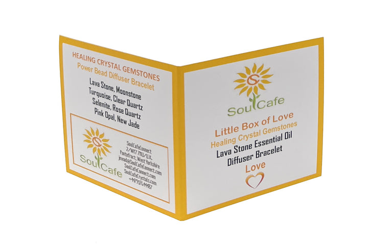 Love Crystal Bracelet - Lava Stone Diffuser Gemstone Bracelet - Essential Oil Love Bracelet - Power Bracelet - Gift Box & Tag