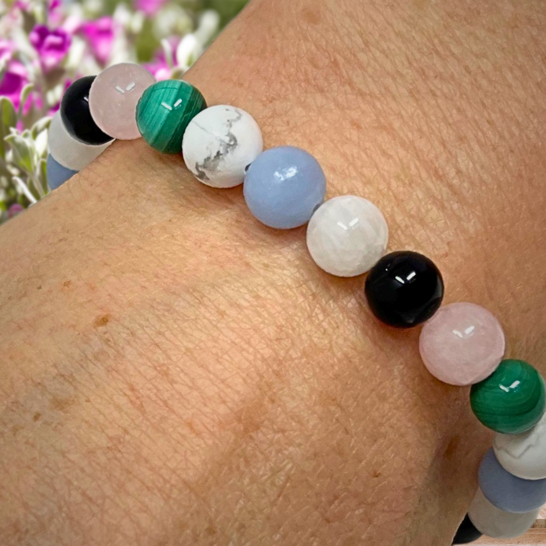 Grief and Loss Crystal Gemstone Stretch Bracelet - Soul Cafe Gift Box and Tag
