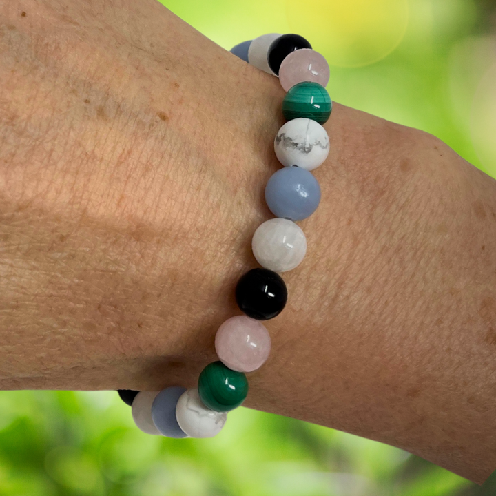 Grief and Loss Crystal Gemstone Stretch Bracelet - Soul Cafe Gift Box and Tag