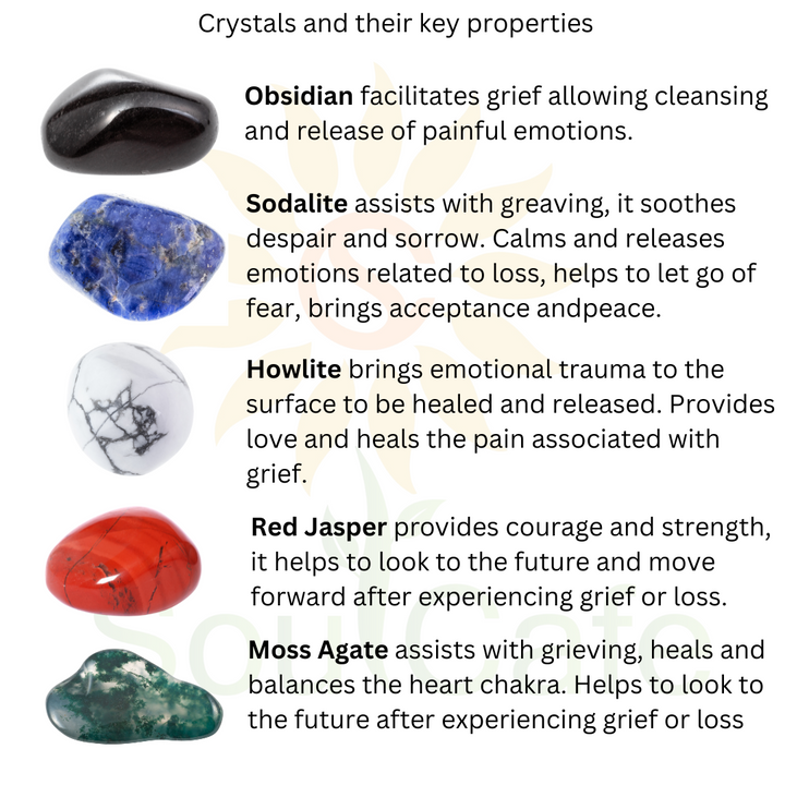 Men's Grief and Loss Crystal Gemstone Stretch Bead Bracelet - SoulCafe Gift Box & Tag