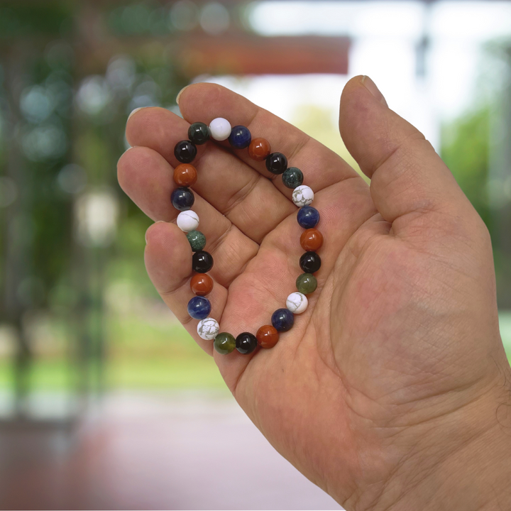 Men's Grief and Loss Crystal Gemstone Stretch Bead Bracelet - SoulCafe Gift Box & Tag