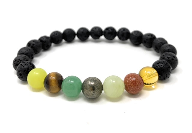 Abundance Bracelet - Lava Stone Diffuser Gemstone Bracelet  - Essential Oil Manifesting Bracelet - Gift Box & Tag