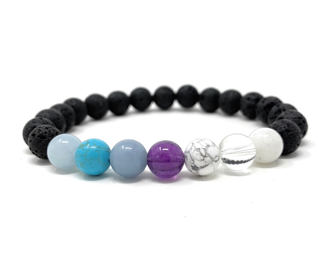 Calm Bracelet - Lava Stone Diffuser Gemstone Bracelet - Essential Oil Bracelet - Power Bracelet - Stress Relief Bracelet - Gift Box & Tag
