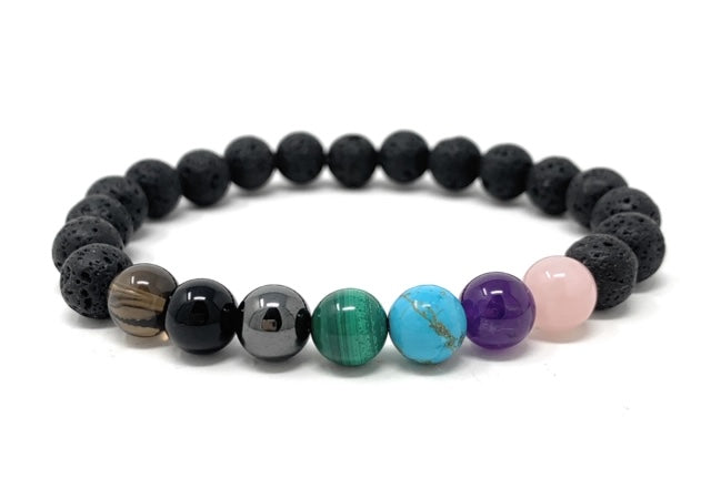 Cleanse and Clear Negative Energy Bracelet - Lava Stone Diffuser Gemstone Bracelet - Essential Oil Power Bead Bracelet - Gift Box & Tag