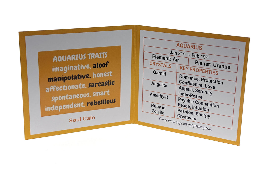 Aquarius Crystal Bracelet - Power Bracelet - Zodiac Birthstones - Gift Box & Aquarius Tag - Garnet, Angelite, Amethyst, Ruby in Zoisite