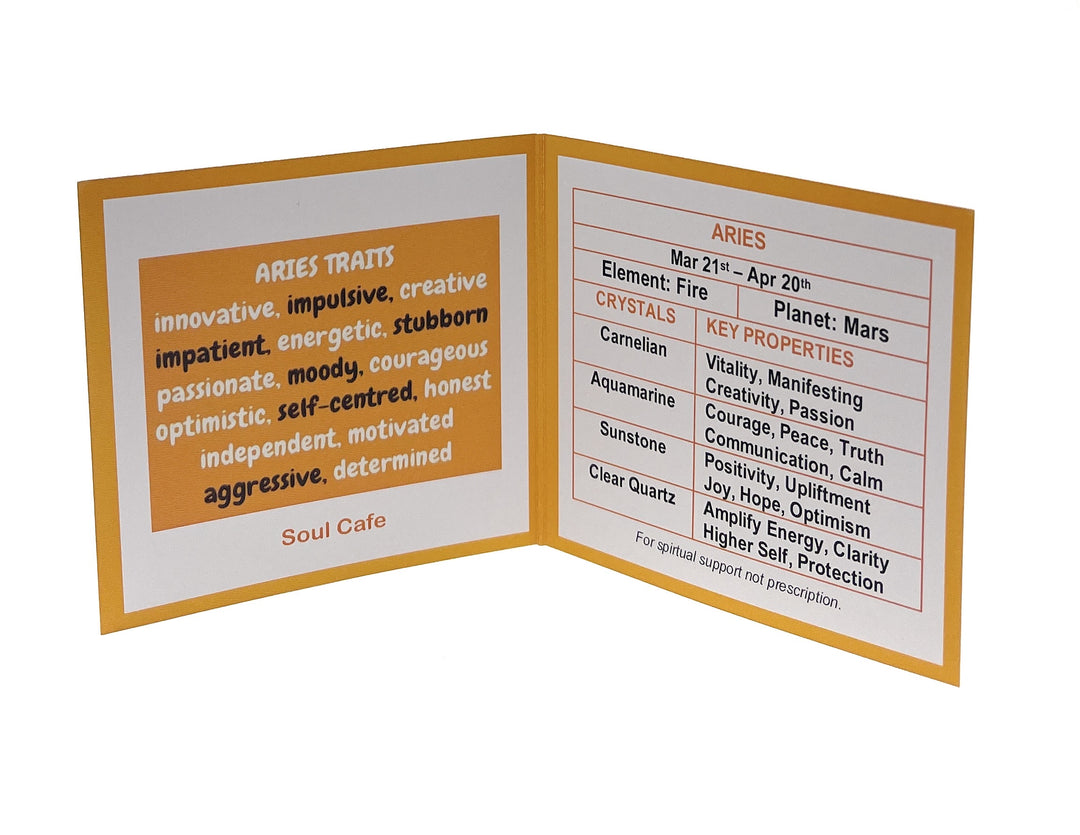 Aries Crystal Bracelet - Power Bracelet - Zodiac Birthstones - Gift Box & Aries Tag - Carnelian, Aquamarine, Sunstone, Clear Quartz