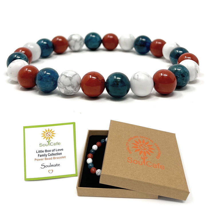 Gift for Soulmate - Stretch Bead Crystal Gemstone Bracelet - Soul Cafe Gift Box & Tag