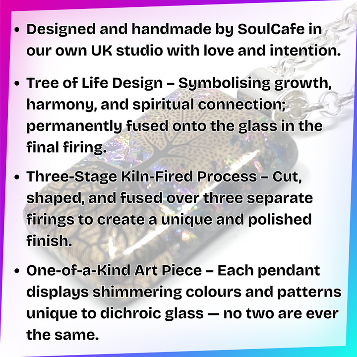 SoulCafe Dichroic glass kiln fused tree of life Pendant - Unique one of a kind - 2.5cm x 1.5cm