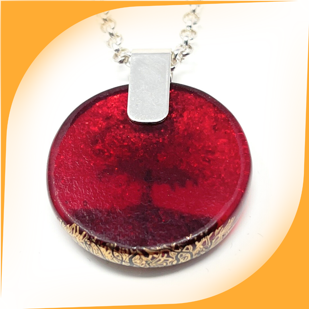 SoulCafe Dichroic glass kiln fused tree of life Pendant - Unique one of a kind - 3cm x 3cm