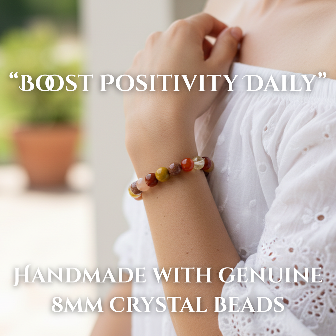 Soulcafe Women’s Positive Energy Crystal Bead Bracelet – Uplifting & Healing Gemstone Stretch Bracelet