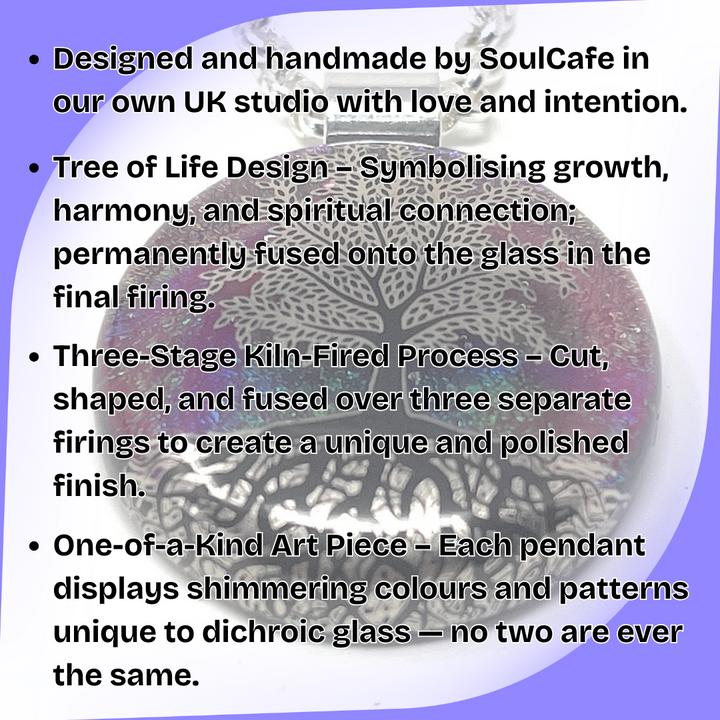 SoulCafe Dichroic glass kiln fused tree of life Pendant - Unique one of a kind - 3cm x 3cm