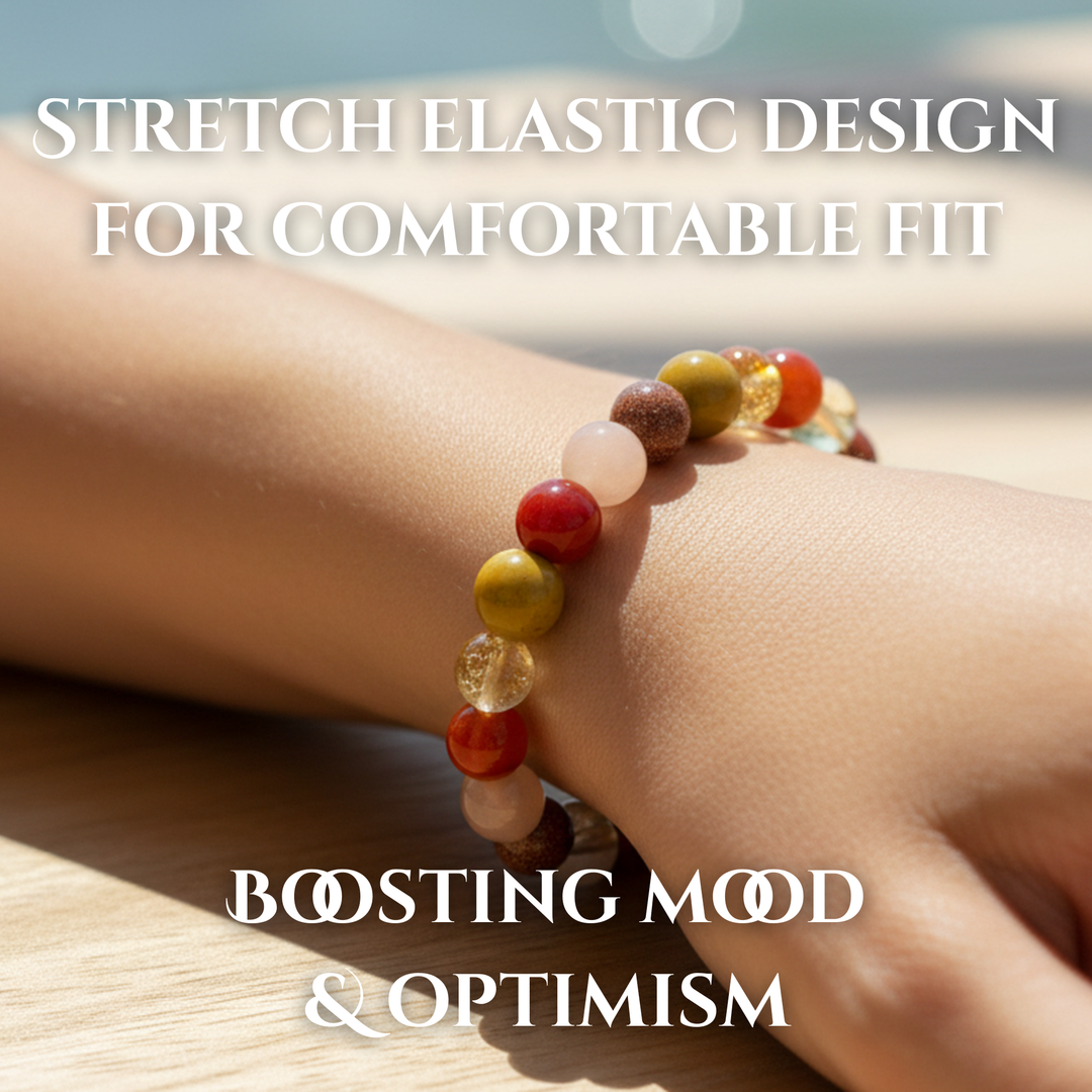 Soulcafe Women’s Positive Energy Crystal Bead Bracelet – Uplifting & Healing Gemstone Stretch Bracelet