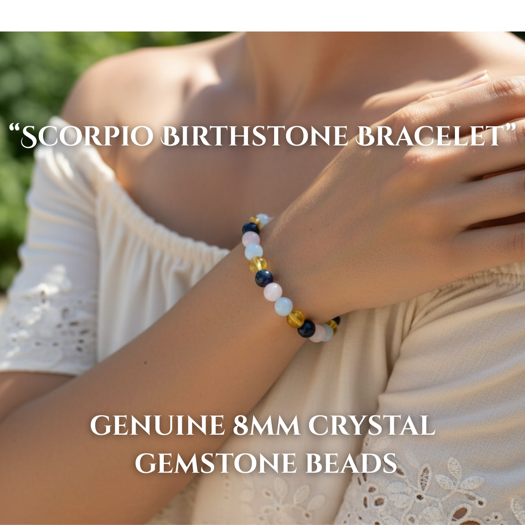 Scorpio Crystal Bracelet | Zodiac Healing Gemstone | Gift Bag