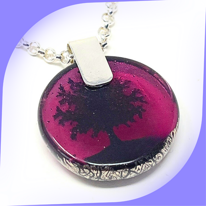 SoulCafe Dichroic glass kiln fused tree of life Pendant - Unique one of a kind - 3cm x 3cm