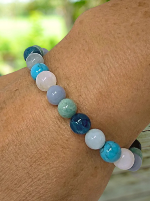 Calm, Peace & Tranquillity Crystal Gemstone Stretch Bead Bracelet  - SoulCafe Gift Box & Tag