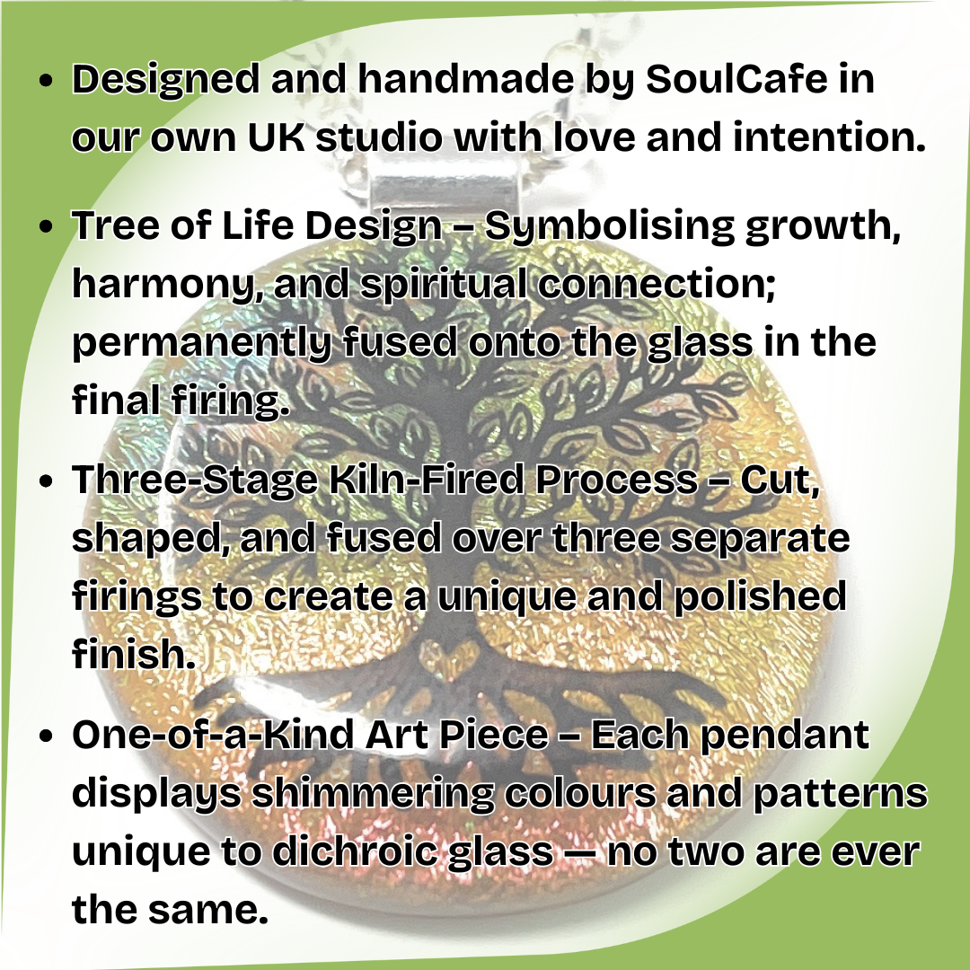 SoulCafe Dichroic glass kiln fused tree of life Pendant - Unique one of a kind - 3cm x 3cm