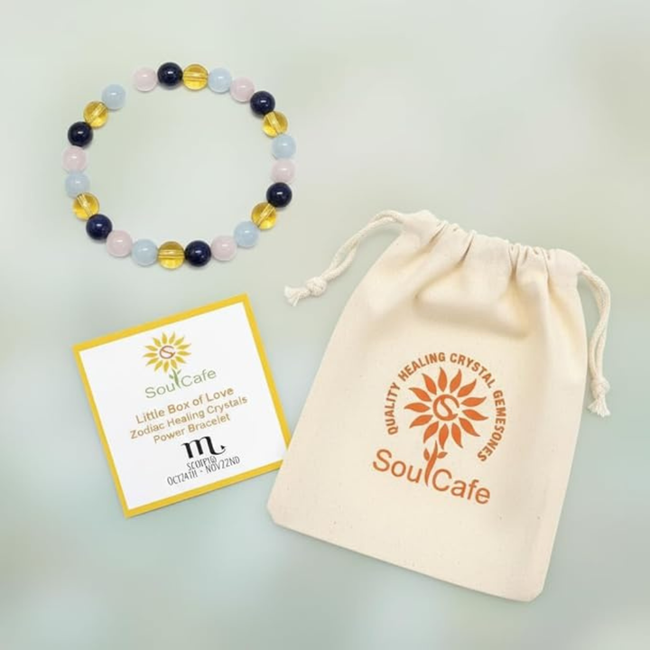 Scorpio Crystal Bracelet | Zodiac Healing Gemstone | Gift Bag