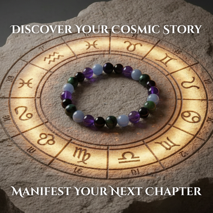 Aquarius Crystal Bracelet | Zodiac Healing Gemstone | Gift Bag