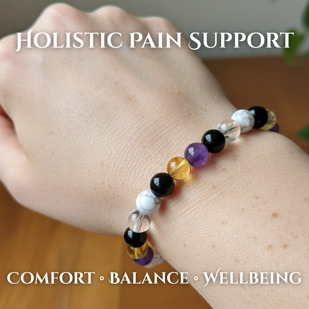 SoulCafe Crystal Gemstone Holistic Pain Support Stretch Bead Bracelet  - Wellbeiing Crystals