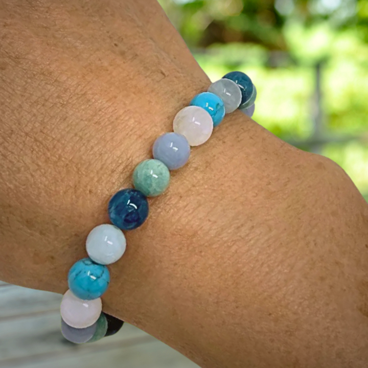 Calm, Peace & Tranquillity Crystal Gemstone Stretch Bead Bracelet  - SoulCafe Gift Box & Tag
