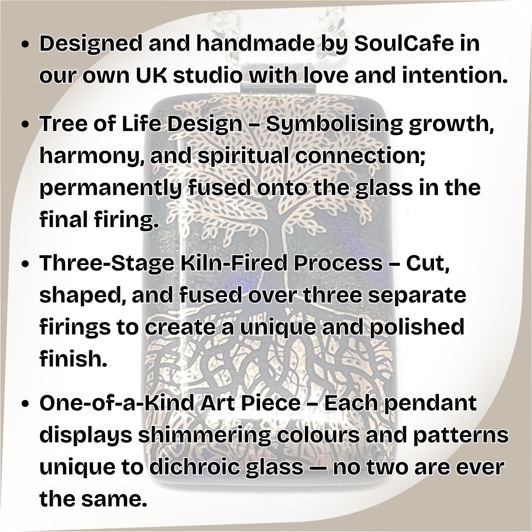 SoulCafe Dichroic glass kiln fused tree of life Pendant - Unique one of a kind - 3cm x 1.5cm