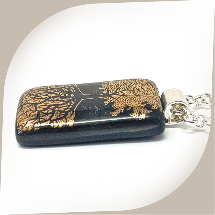 SoulCafe Dichroic glass kiln fused tree of life Pendant - Unique one of a kind - 3cm x 1.5cm