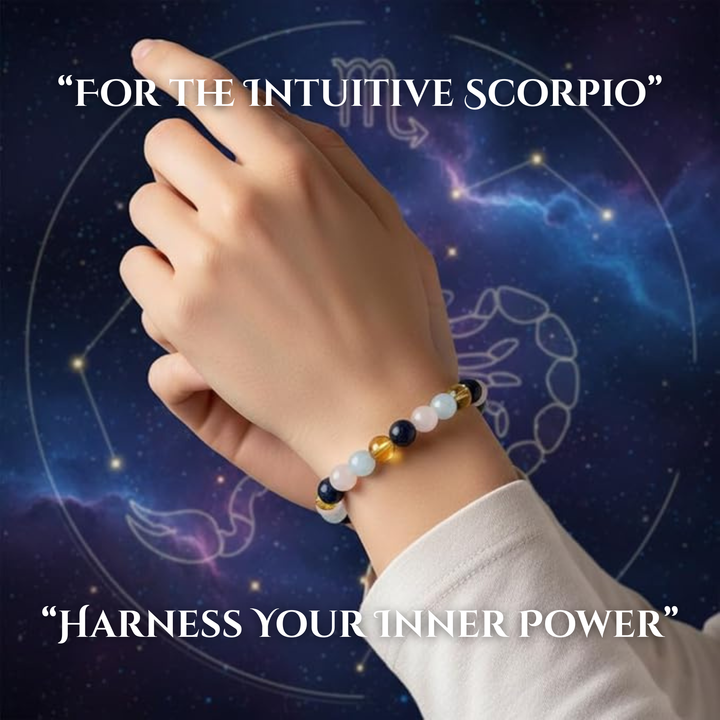 Scorpio Crystal Bracelet | Zodiac Healing Gemstone | Gift Bag