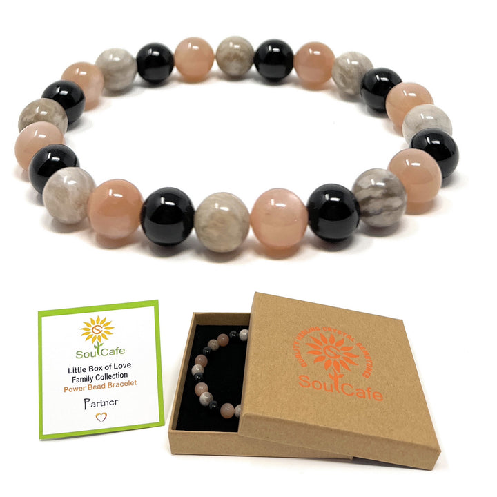 Gift for Partner - Stretch Bead Crystal Gemstone Bracelet - Soul Cafe Gift Box & Tag
