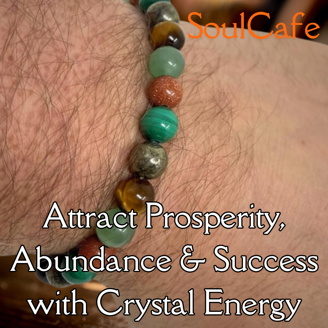 Men's Prosperity Abundance & Success Crystal Bead Bracelet - Holistic Support for Manifesting - Soul Cafe Gift Box & Tag