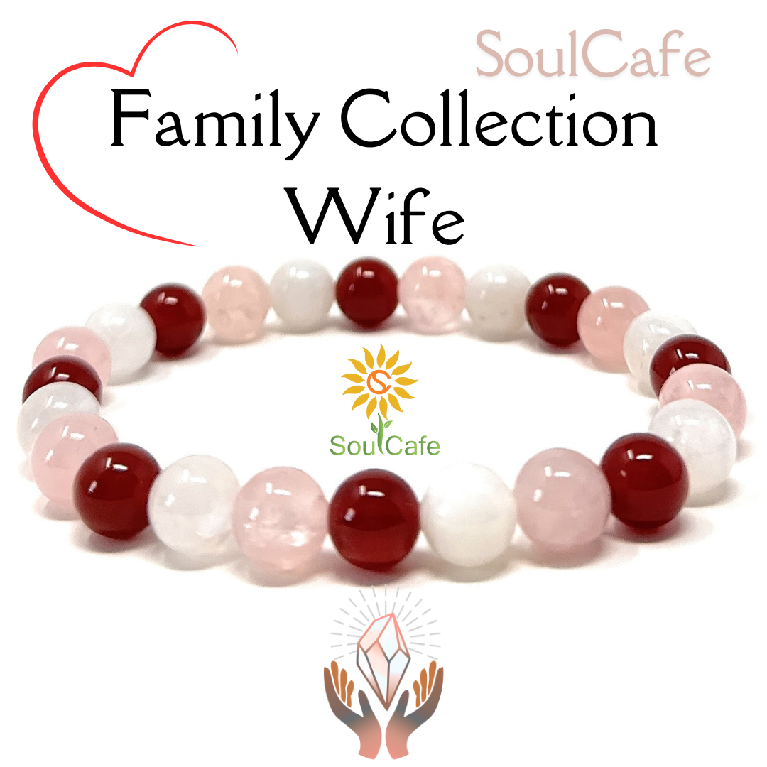 SoulCafe Wife Crystal Bead Bracelet - Stretch Bead Crystal Gemstone Bracelet - Gift for Wife - Love Crystals