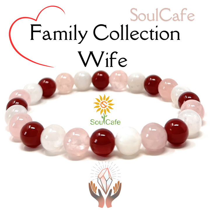 SoulCafe Wife Crystal Bead Bracelet - Stretch Bead Crystal Gemstone Bracelet - Gift for Wife - Love Crystals