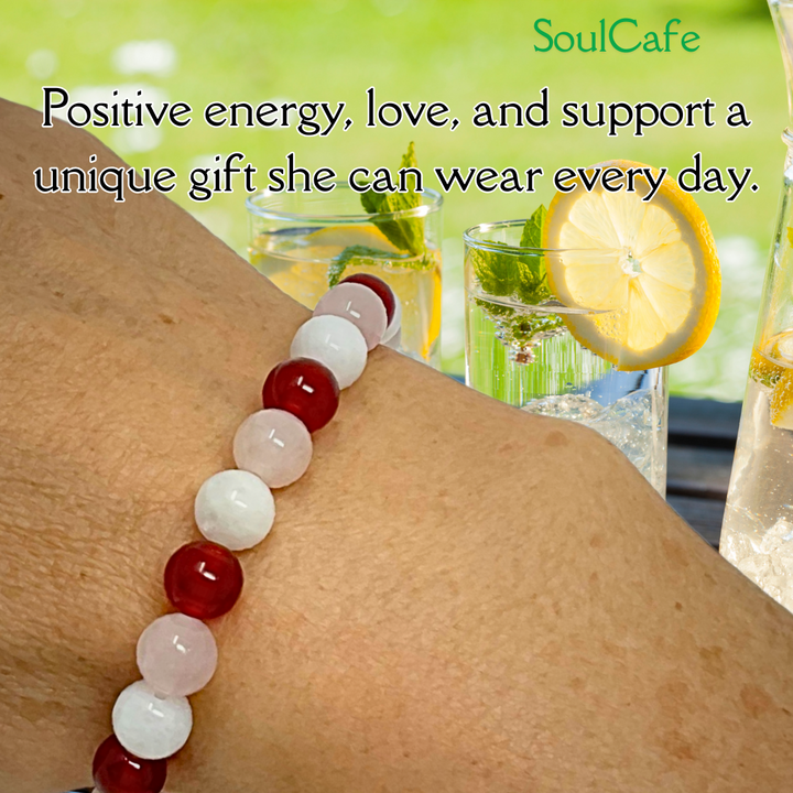 SoulCafe Wife Crystal Bead Bracelet - Stretch Bead Crystal Gemstone Bracelet - Gift for Wife - Love Crystals