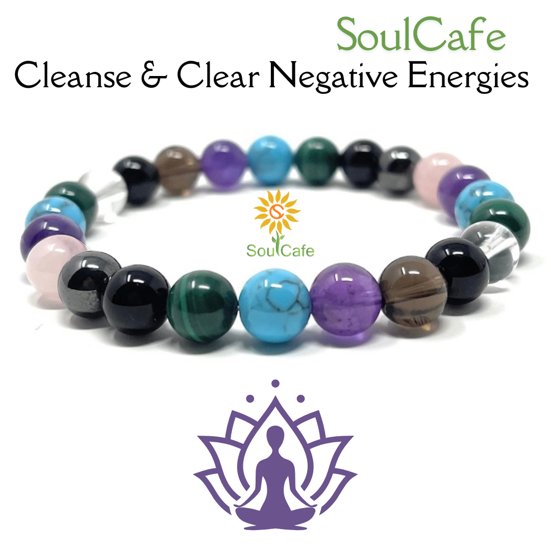 Cleanse & Clear Negative Energy Crystal Bracelet - Healing Power Bead Bracelet - Box and Tag