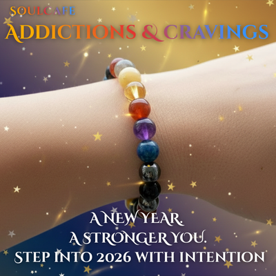 Addiction and Cravings Crystal Bead Bracelet - Gemstones Stretch Bracelet - Soul Cafe Gift Box & Tag