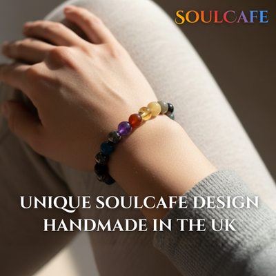 Addiction and Cravings Crystal Bead Bracelet - Gemstones Stretch Bracelet - Soul Cafe Gift Box & Tag