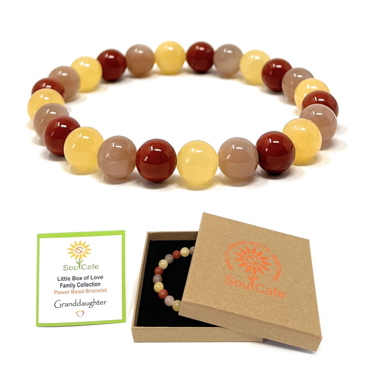 Gift for Grandaughter - Stretch Bead Crystal Gemstone Bracelet - Soul Cafe Gift Box & Tag