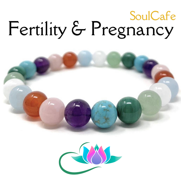 Fertility & Pregnancy Crystal Gemstone Stretch Bead Bracelet - Soul Cafe Gift Box and Tag