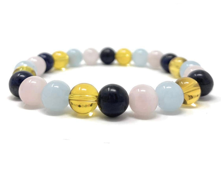 Scorpio Crystal Bracelet - Power Bracelet - Zodiac Birthstones - Gift Box & Scorpio Tag - Citrine, Sodalite, Rose Quartz, Aquamarine