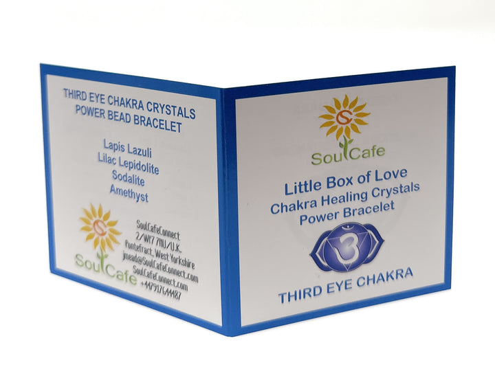 Soulcafe Third Eye Chakra Crystal Bead Bracelet with Gemstones for Spiritual Connection, Wellness, Reiki, Meditation & Affirmation's Gift Box & Crystal Meaning Information Tag