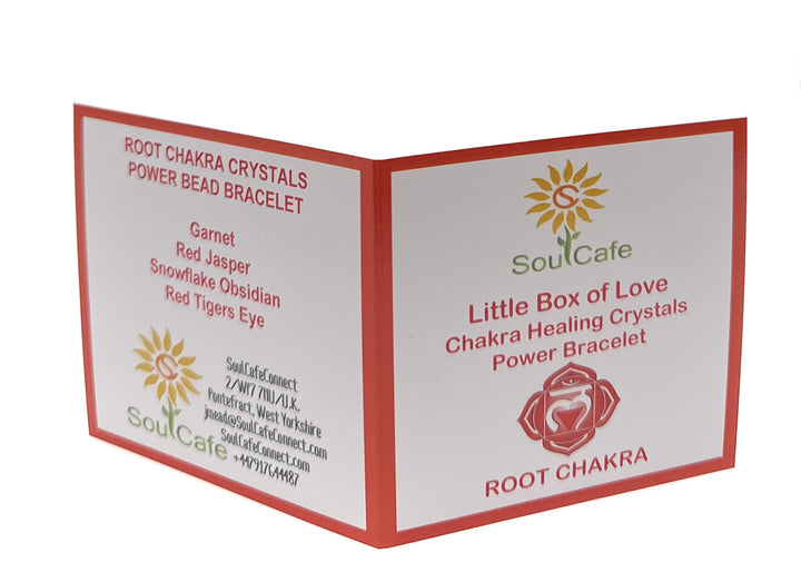 SoulCafe Root Chakra Crystal Bead Bracelet with Gemstones for Spiritual Connection, Wellness, Reiki, Meditation & Affirmation's Gift Box & Crystal Meaning Information Tag