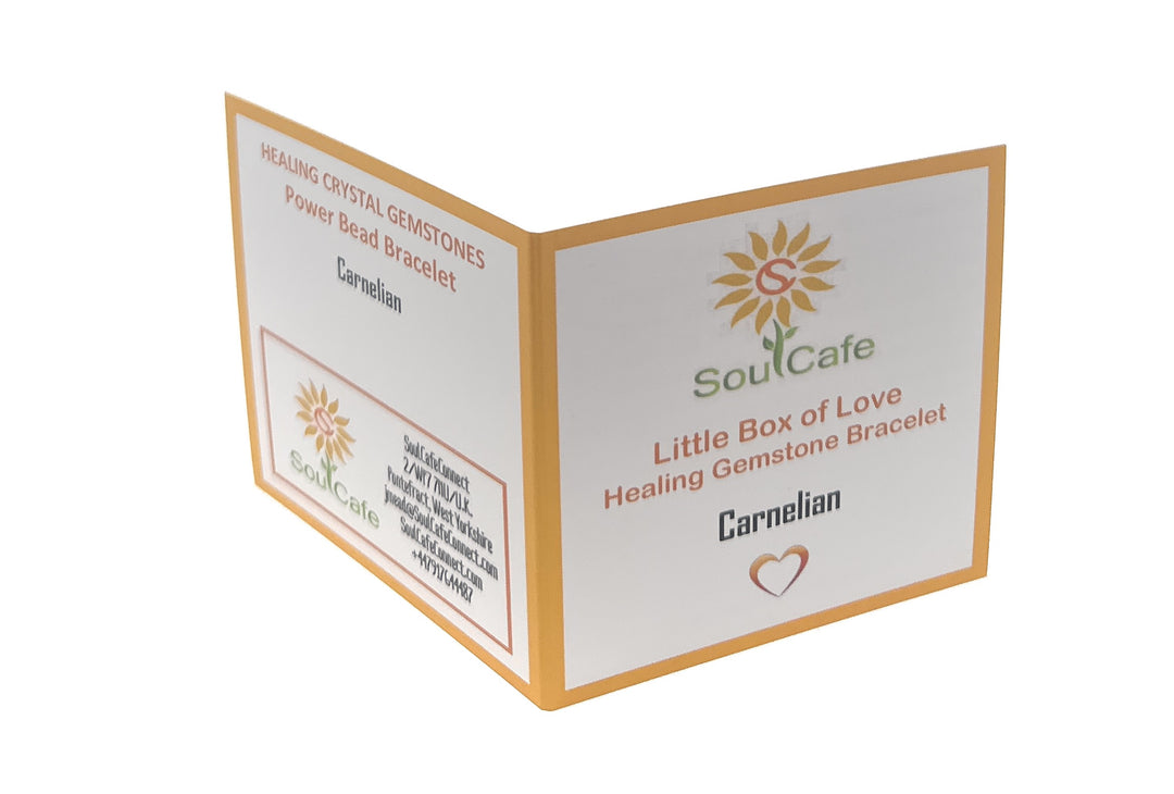 Carnelian Power Bead Crystal Bracelet - Crystal Gemstone Bracelet - Soul Cafe Gift Box & Tag