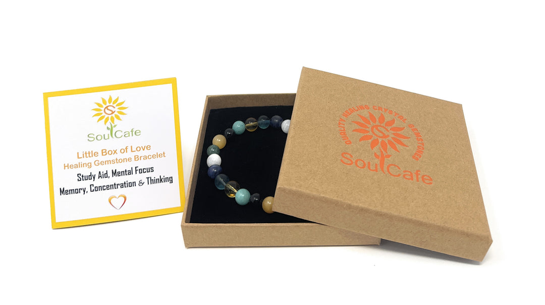 SoulCafe Study Aid, Mental Focus, Memory, Concentration & Thinking Crystal Bead Bracelet: S/M/L/XL