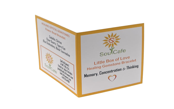 Memory, Concentration & Thinking Crystal Gemstone Stretch Bracelet - Soul Cafe Gift Box and Tag