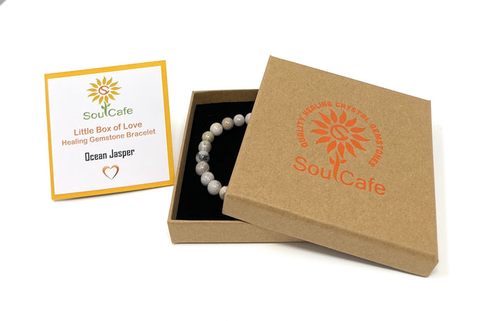 Ocean Jasper Power Bead Crystal Bracelet - Crystal Gemstone Bracelet - Gift Box & Tag