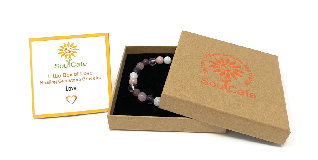 Love Crystal Power Bead Bracelet - Stretch Crystal Gemstone Bracelet - Attract love, deepen emotional bonds, and inspire passion.