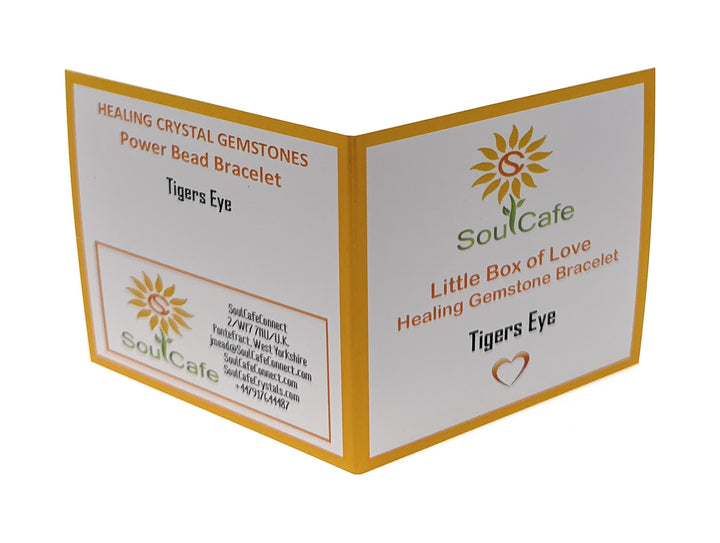Tigers Eye Power Bead Crystal Bracelet - Healing Crystal Gemstone Bracelet - Soul Cafe Gift Box & Tag