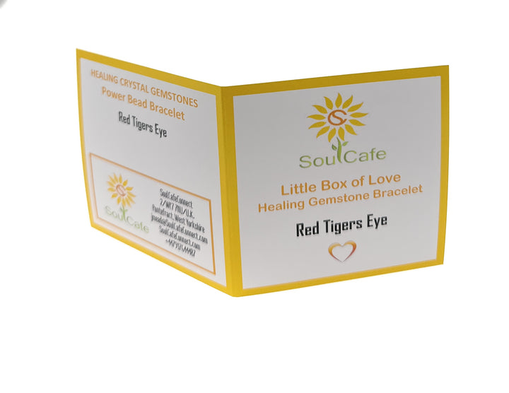 Red Tigers Eye Crystal Gemstone Bead Bracelet - Soul Cafe Gift Box & Tag