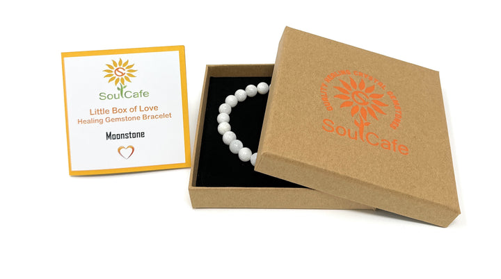 Moonstone Power Bead Crystal Bracelet -  Crystal Gemstone Bracelet - Soul Cafe Gift Box & Tag